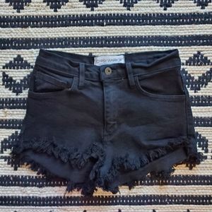 Gypsy Warrior, High Rise, Distressed, Black Denim Shorts